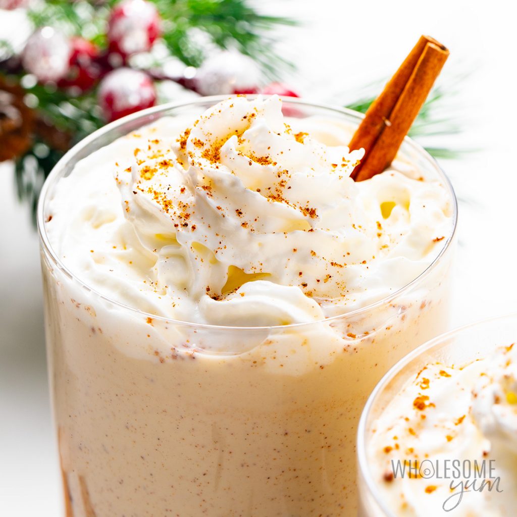 Sugar Free Eggnog – Wholesome Yum Sugar free eggnog up close.